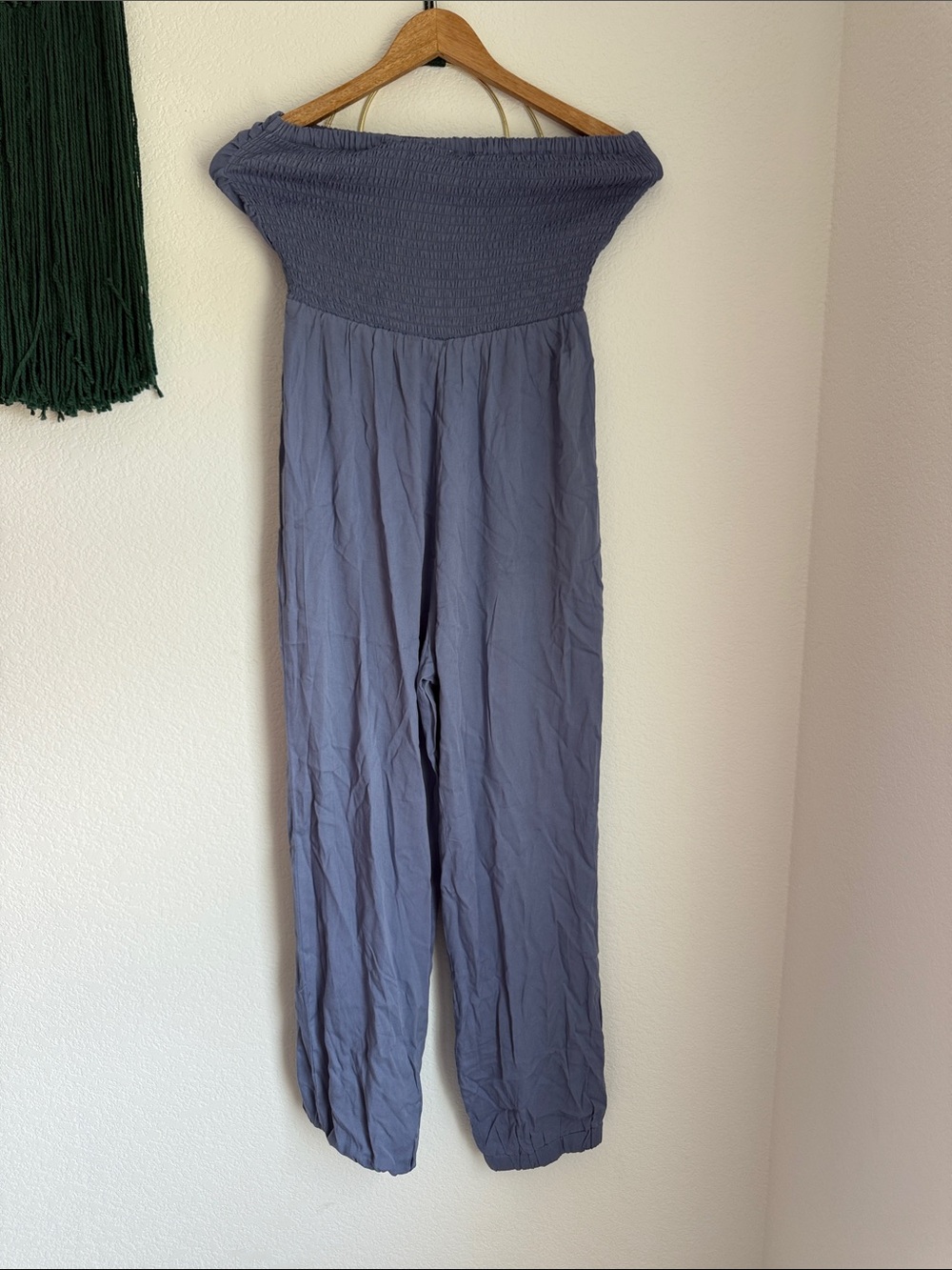 Gilli Off-Shoulder Tie-Front Jumpsuit in Slate Blue - Picture 6 of 11